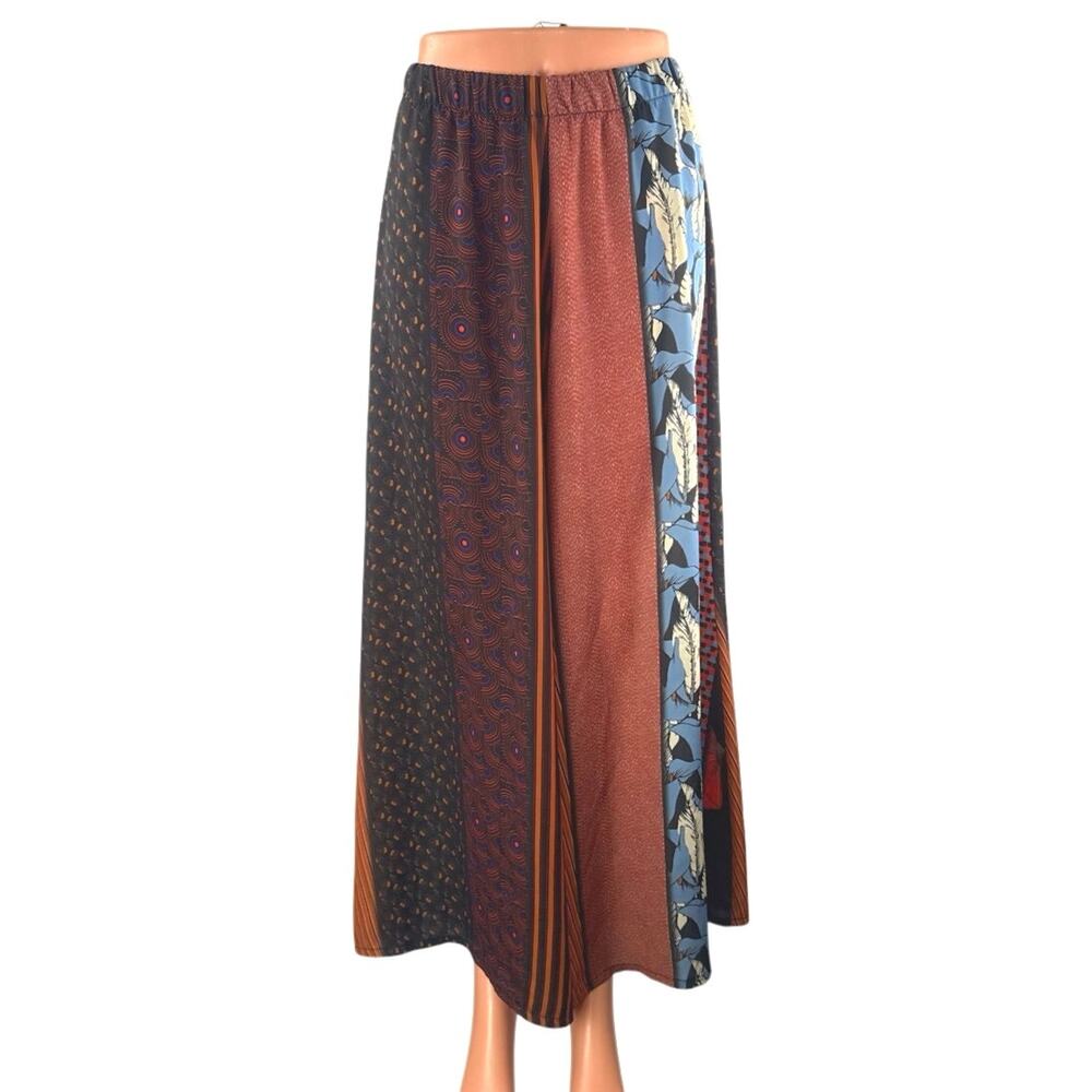 Dixie Multicolor Patchwork Colorblock Graphic High Waist Wide Leg Baggy Pants XS